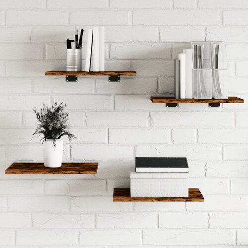VidaXL Zidne police 4 kom boja hrasta 40x30x1 5 cm konstruirano drvo Slike