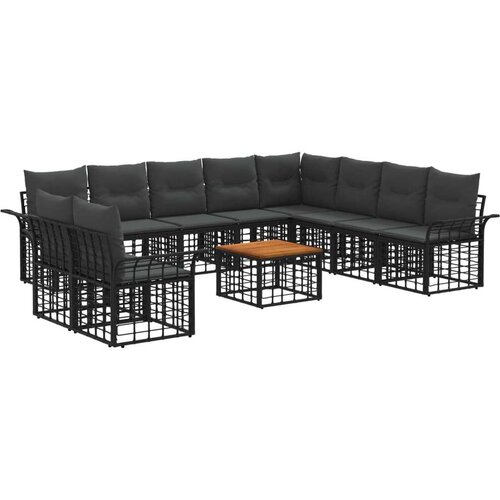  Set vanjskih sofa 11 pcs Crna i tamno siva Poliester - Crna i tamno siva sa stolom Cene