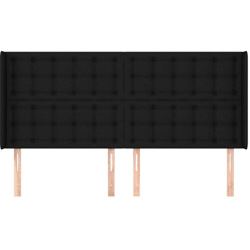  Uzglavlje s u&amp;scaron;ima crno 183x16x118/128 cm od tkanine Slike