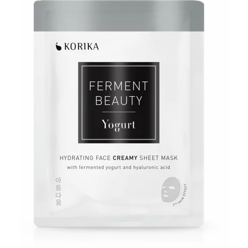 KORIKA FermentBeauty Hydrating Face Sheet Mask with Fermented Yogurt and Hyaluronic Acid vlažilna maska iz platna s fermentiranim jogurtom in hialuron