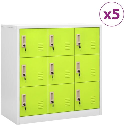vidaXL Omara s ključavnico 5 kosov siva in zelena 90x45x92,5 cm jeklo Cene