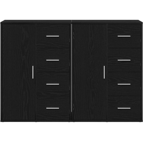  Sideboard Set od 2 komada Crni hrast Drvo metalne ručke Srednji Slike