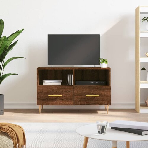 VidaXL TV omarica rjavi hrast 80x36x50 cm inženirski les Slike