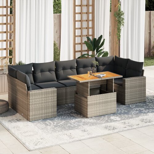 vidaXL 8-dijelni set vrtnih sofa od poliratana s jastucima sivi Cijene