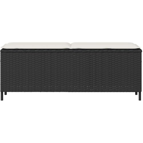  Vrtna klupa s jastukom crna 110x30x40,5 cm poliratan Slike