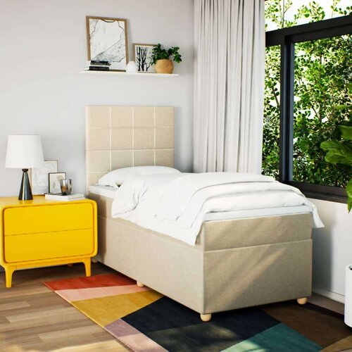 VidaXL Krevet s oprugama i madracem krem 90 x 190 cm od tkanine Slike