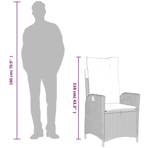  9-dijelni vrtni blagovaonski set s jastucima crni od poliratana Crna 190 cm table length Slike