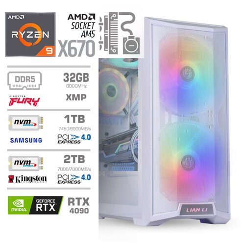 MEGA Računalnik TWR S10 R9-7950X3D/RTX4090/32GB-DDR5/1TB-4.0/2TB-4.0/1000W/Brez OS/bela RGB, (20575888) Cene