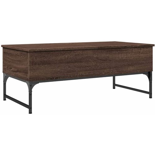  Stolić za kavu smeđa boja hrasta 100 x 50 x 40 cm drvo i metal Slike