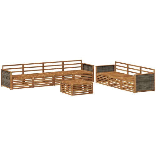  Set vanjskih sofa 8 kom. Prirodna Čvrsto drvo akacije Slike