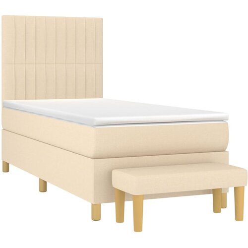  Krevet s oprugama i madracem krem 90 x 200 cm od tkanine Slike