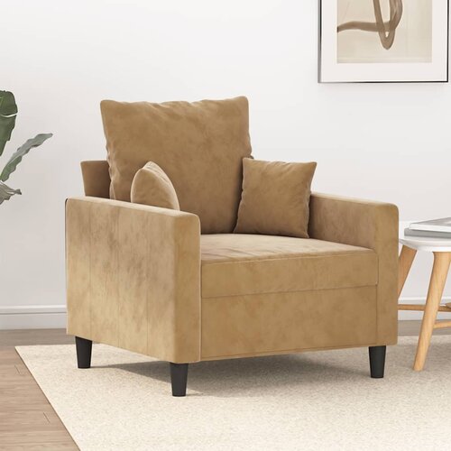  The Living Store Fotelj rjav 60 cm žamet - Enosed, (21495131) Cene