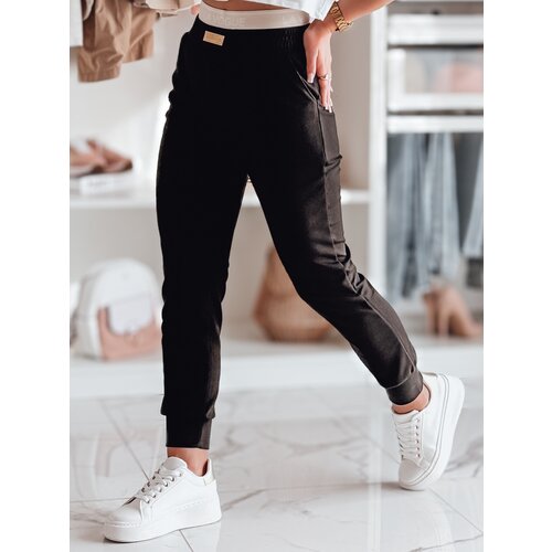 DStreet Spodnie dresowe damskie slim fit LA VOGUE czarne Cene