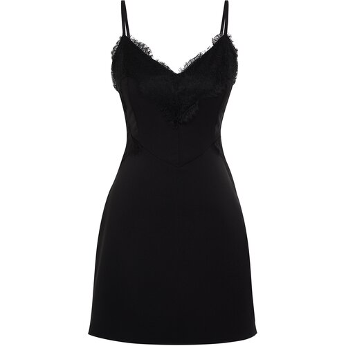 Trendyol Black Lace Detailed Elegant Evening Dress Slike