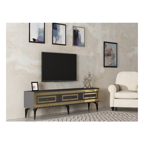 Hanah home tv polica karya anthracite gold Slike