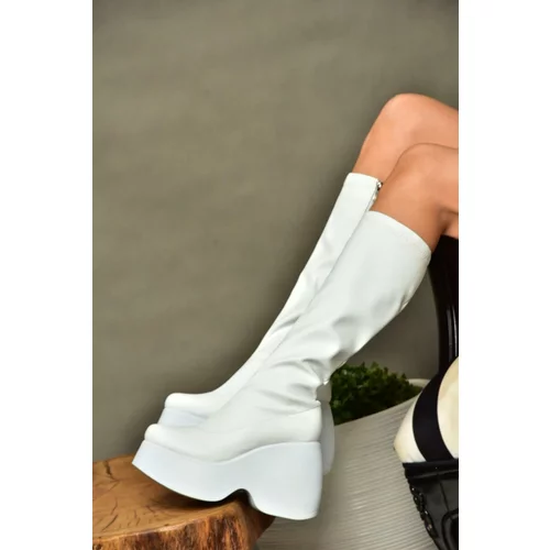 Fox Shoes Women's White Wedge Heeled Boots