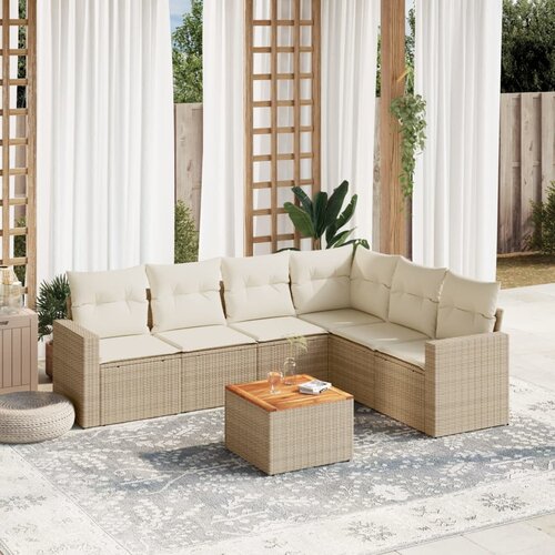 vidaXL 7-dijelni set vrtnih sofa od poliratana s jastucima bež Cijene