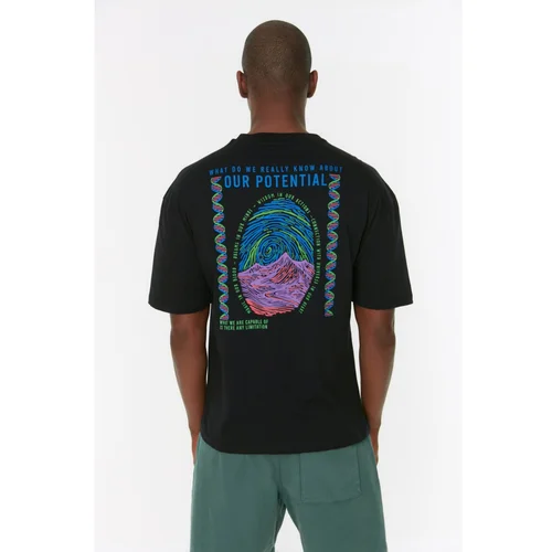 Trendyol Black Men's Relaxed Fit Crew Neck Short Sleeve Printed T-Shirt
