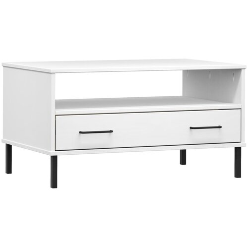 Maison Chic Klubska mizica - kavna mizica - Nizka mizica bela 85x50x45 cm trden les OSLO, (21754666) Cene