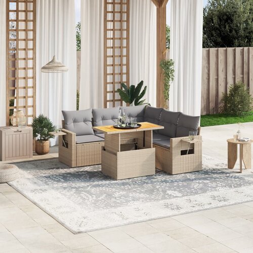 vidaXL 6-dijelni set vrtnih sofa s jastucima bež od poliratana Cijene