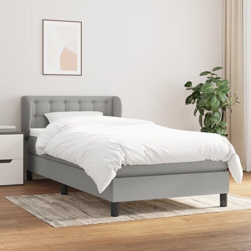 VidaXL Box spring krevet s madracem svjetlosivi 90x190 cm od tkanine Slike