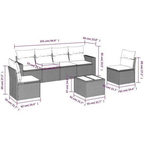 VidaXL 7-dijelni set vrtnih sofa sivi od poliratana Slike