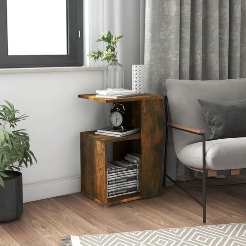 vidaXL Stranska mizica dimljeni hrast 36x30x56 cm konstruiran les Cene