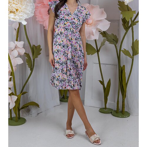 Gemre Black Pleated Floral Dress Ottavio Slike