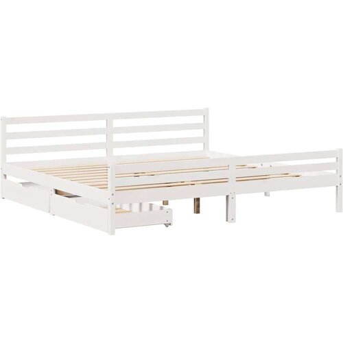 VidaXL Okvir kreveta bez madraca bijeli 200x200 cm od masivne borovine Slike