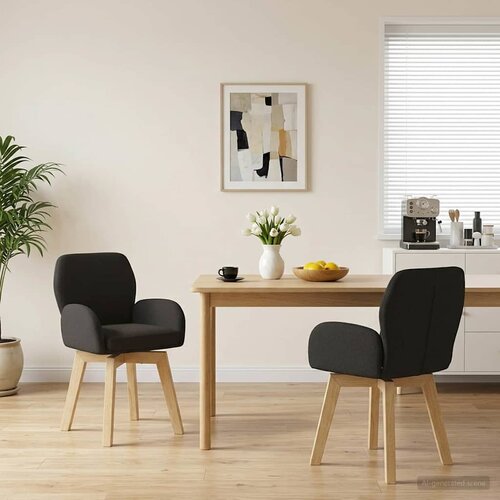 vidaXL Okretne blagovaonske stolice 2 pcs Bouclé Crna 54 x 58 x 87 cm Cene