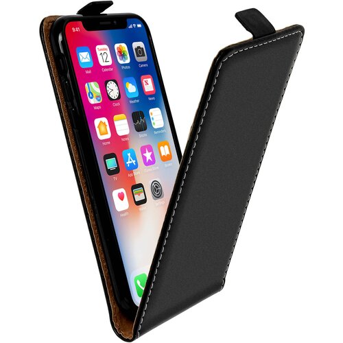 AVIZAR Vertikalna preklopna torbica iz sintetičnega usnja za Apple iPhone X – črna, (20526682) Cene