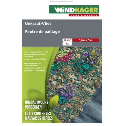 Windhager VRTNA FOLIJA KOPRENA PROTI PLEVELU GROWSTOP, 5X1.6M, ČRNA Slike
