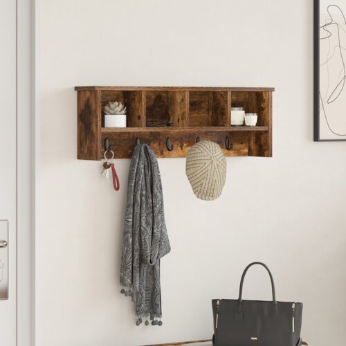 vidaXL Vješalica za kapute na zidu Dimljeni hrast 75 x 16 x 26 cm Cene
