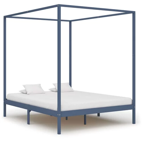  za krevet s baldahinom od borovine sivi 180 x 200 cm