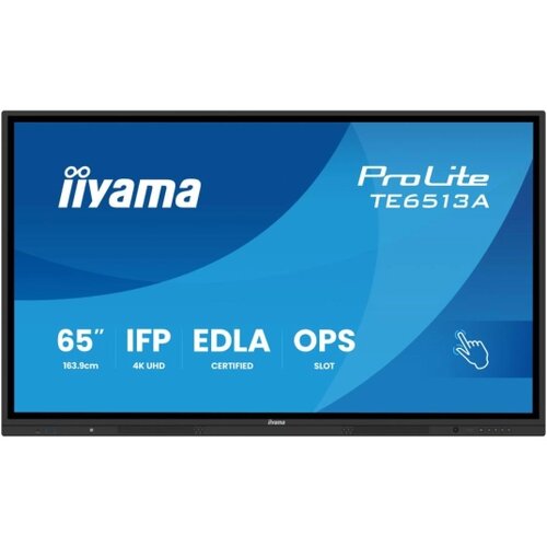 Iiyama 65&amp;quot; iiWare21E (EDLA -Google-GMS-apps), Android 14 (16 summer 2026), Octa-core SOC, 8/128GB, 40-Points PureTouch IR+ with zero bonding, 3840x2160, UHD IPS panel, Metal Housing, Fan-less, NFC, PIR (Motion sensor), Speakers 2x 20W front facing + 20W sub Slike