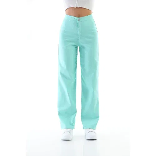 BİKELİFE Women's Mint Green High Waist Lycra Palazzo Pants