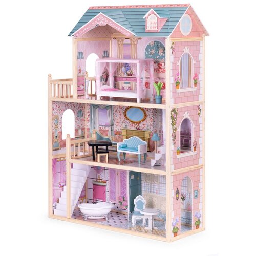 ECO TOYS drvena kuća za lutke, 11 komada namje&amp;scaron;taja Slike
