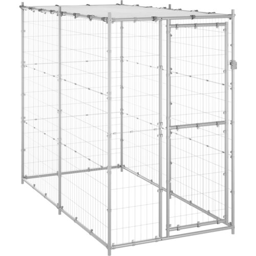 VidaXL Zunanji pasji boks pocinkano jeklo s streho 110x220x180 cm Slike