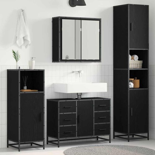 vidaXL Set namještaja za kupaonicu 4 pcs Crni hrast 80 x 33 x 60 cm Cijene