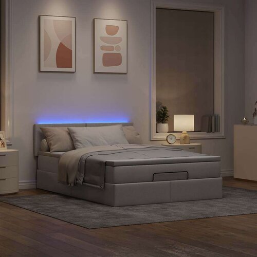 vidaXL Otomanska postelja z vzmetnico taupe 140x200 cm blago Cene