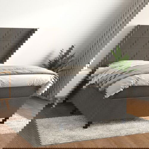 The Living Store Box spring postelja z vzmetnico temno siv 90x190 cm žamet - Box Spring Postelja, (21491879) Slike