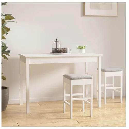  Jedilna miza bela 110x55x75 cm trdna borovina