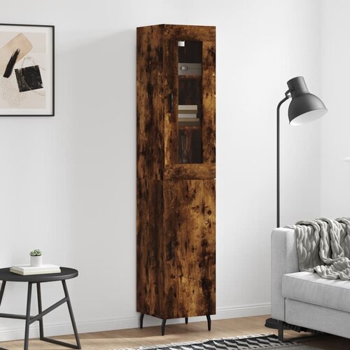  Visoka komoda dimljeni hrast 34,5x34x180cm konstruiranog drva Cijene