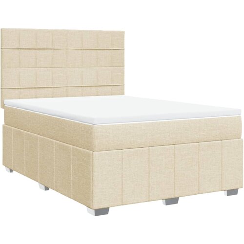 VidaXL Box spring postelja z vzmetnico krem 140x200 cm blago, (21308221) Slike