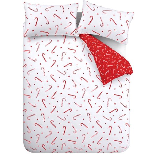 Catherine Lansfield Crveno-bijela posteljina za bračni krevet-za produženi krevet od mikropli&amp;scaron;a 230x220 cm Candy Cane &amp;ndash; Slike