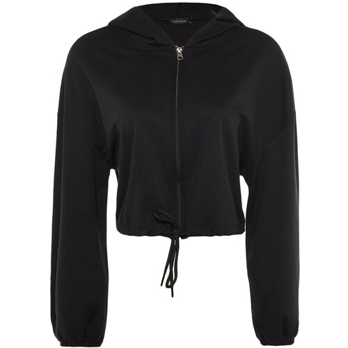 Trendyol Black Zipper Detailed Hoodie Sweatshirt Slike