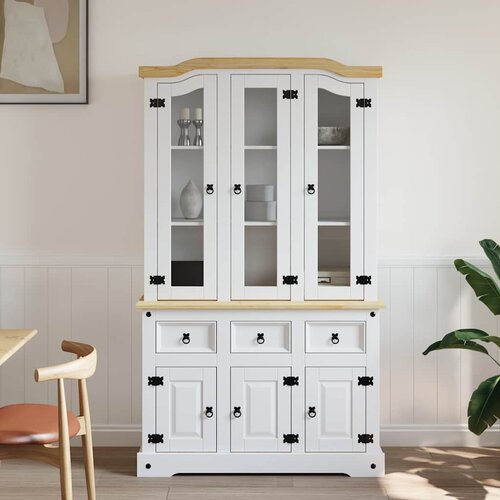  Visoka komoda Corona bijela 112x43x196cm borovina meksički stil Slike