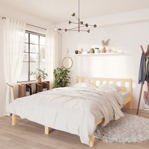 VidaXL Posteljni okvir iz trdne borovine 135x190 cm UK Double Slike