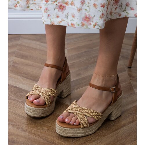 Gemre Woven block heel brown sandals Marfi Cene
