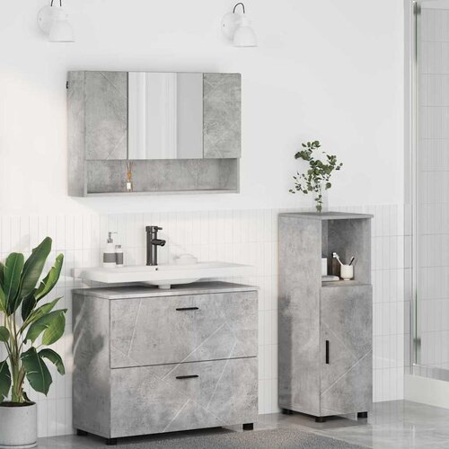 vidaXL Set namještaja za kupaonicu 3 pcs Beton siva 76.5 x 35 x 64 cm Cijene